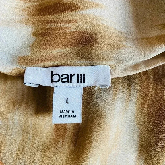 BAR III | Women’s Tie Dye Hazelnut Combo Print Bow Sleeveless Blouse Size L - Picture 9 of 10